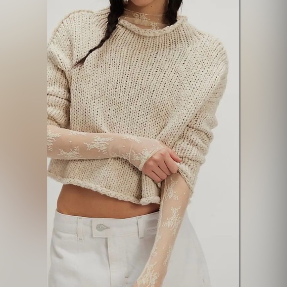 NWT Free People Cream Knit Sweater - Picture 3 of 10